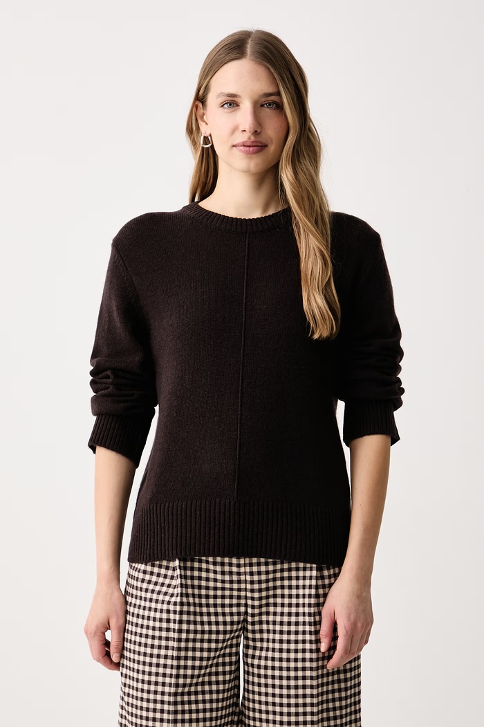 Sisley Pulover ženski z volno rjava 1EOFL108W