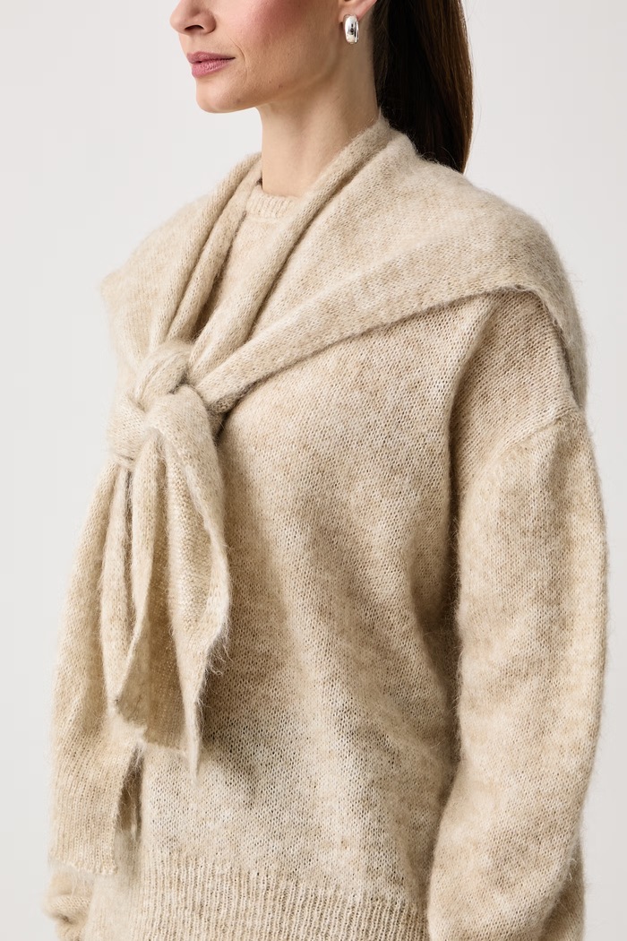 Sweter damski z dodatkiem wełny Haveone MMA.R143 beżowy