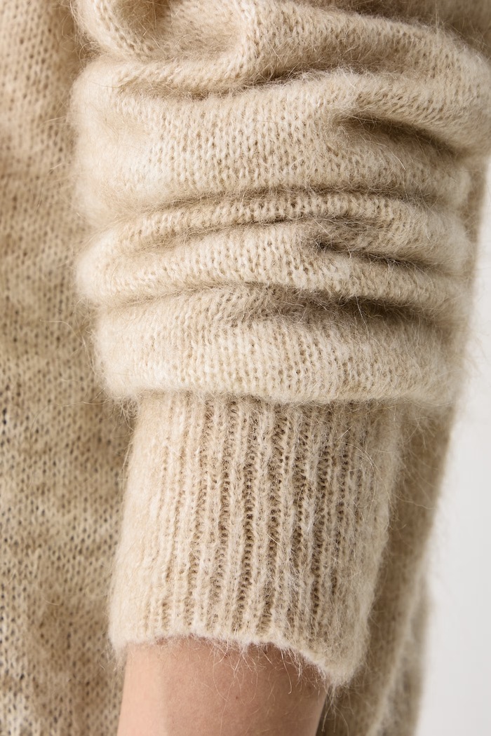 Sweter damski z dodatkiem wełny Haveone beżowy MMA.R143