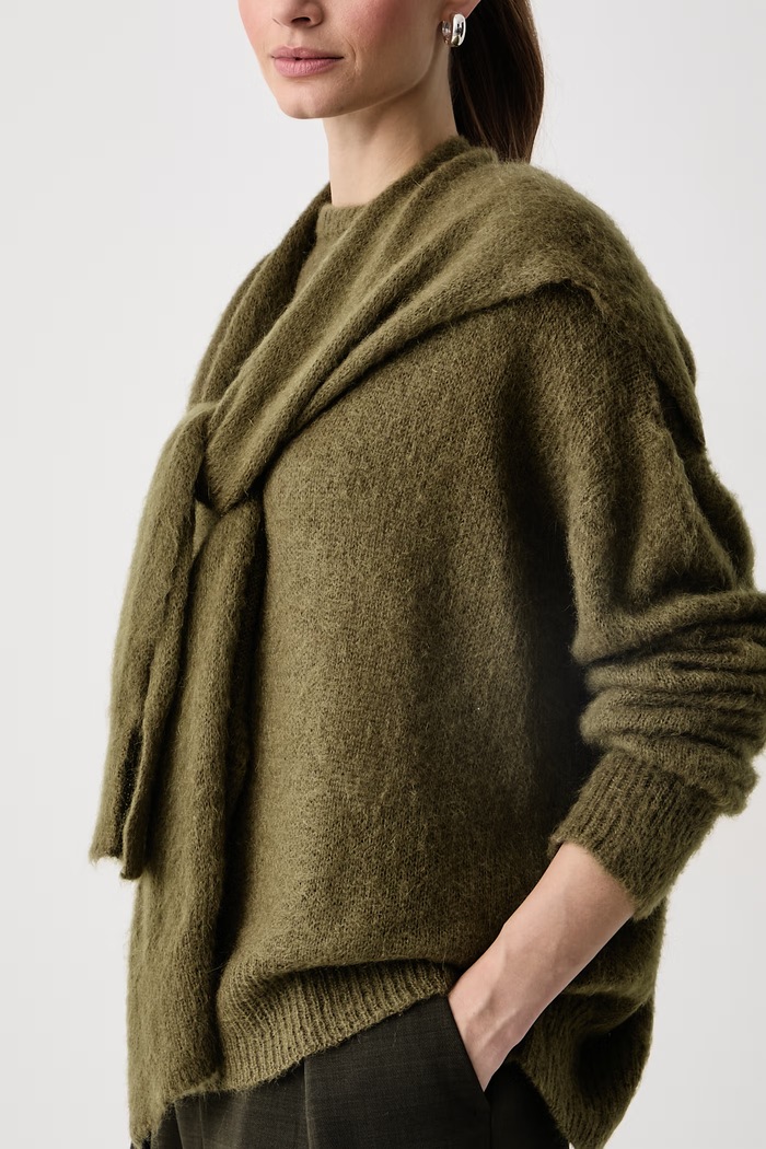 Sweter damski z dodatkiem wełny Haveone MMA.R143 zielony