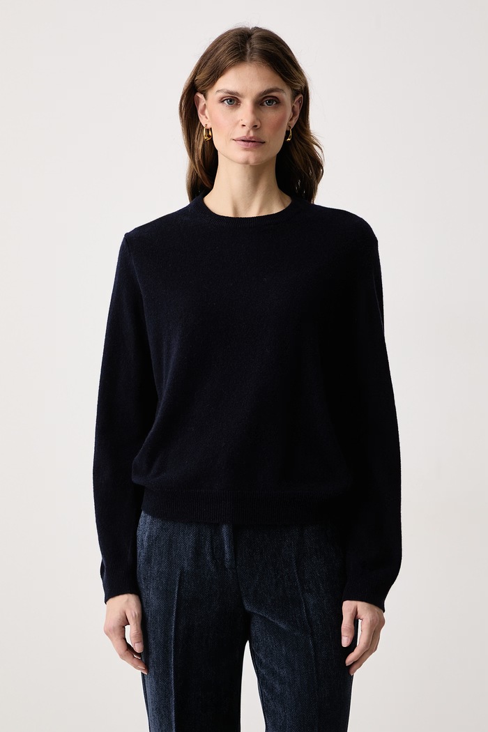 Haveone Sweter damski z kaszmirem granatowy MNC.R092