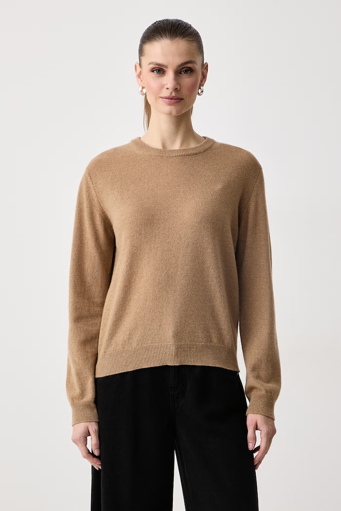 Haveone Sweter damski z kaszmirem beżowy MNC.R092