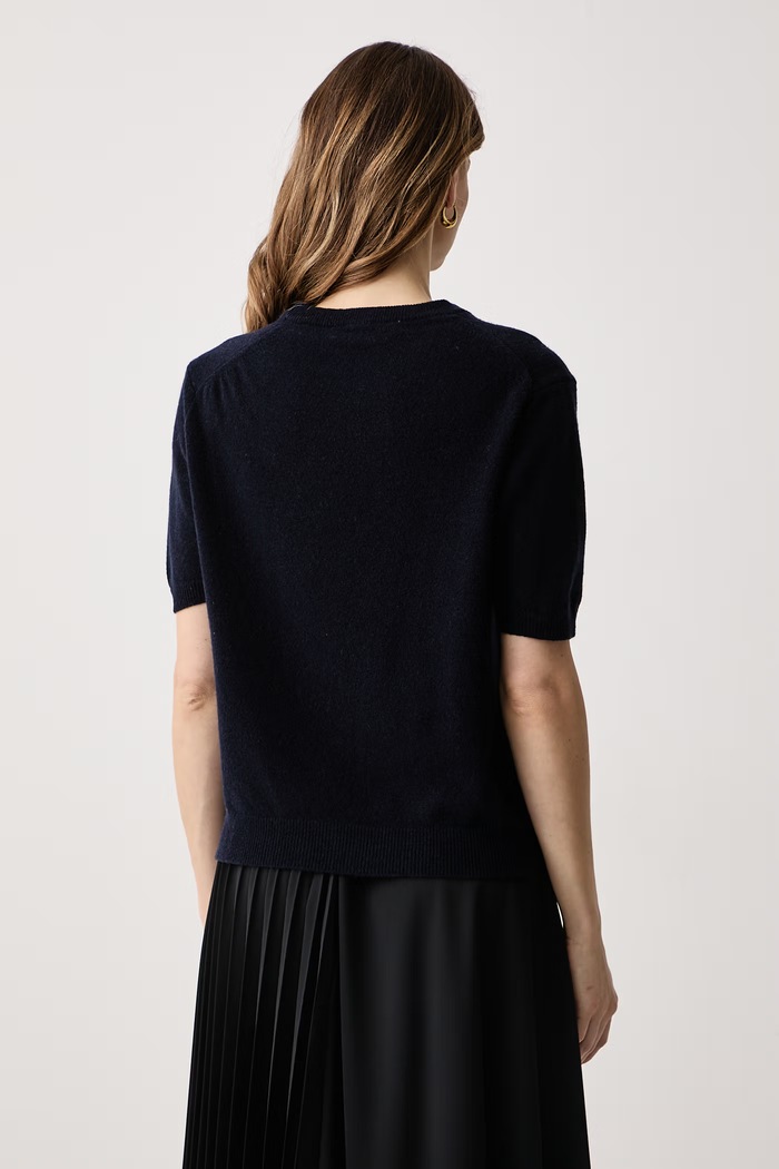 Odzież Haveone Sweter z krótkim rękawem damski z kaszmirem MNC.R095 granatowy