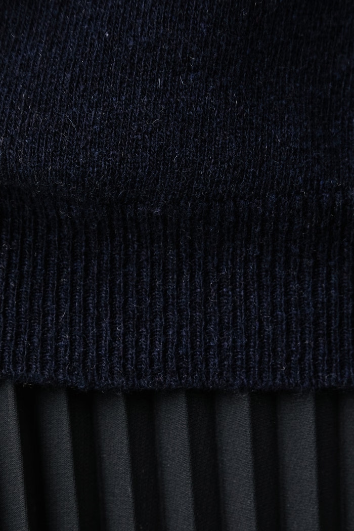 Sweter z krótkim rękawem damski z kaszmirem Haveone granatowy MNC.R095