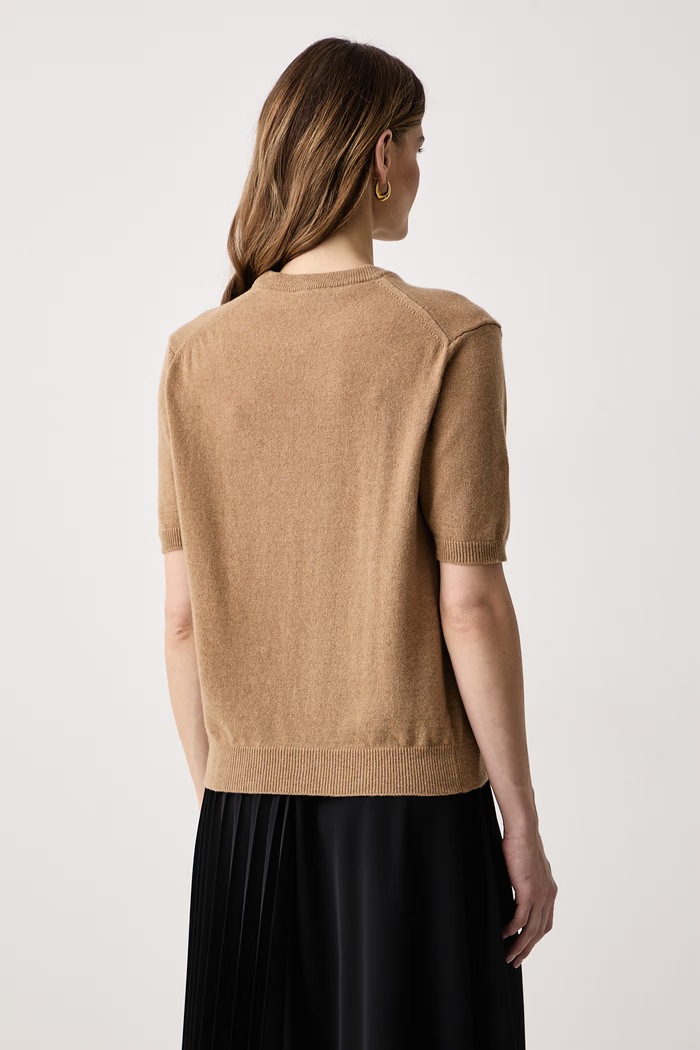 Odzież Haveone Sweter z krótkim rękawem damski z kaszmirem MNC.R095 beżowy