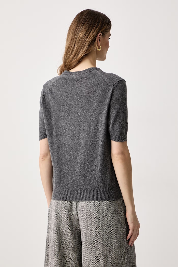Odzież Haveone Sweter z krótkim rękawem damski z kaszmirem MNC.R095 szary