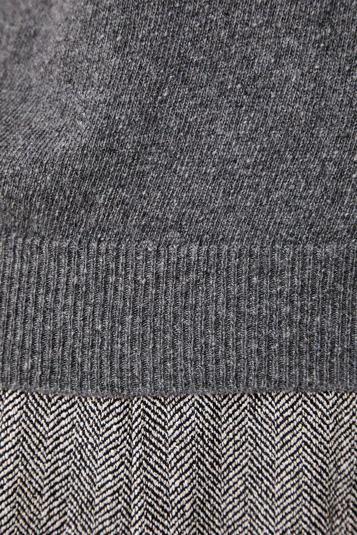 Sweter z krótkim rękawem damski z kaszmirem Haveone szary MNC.R095