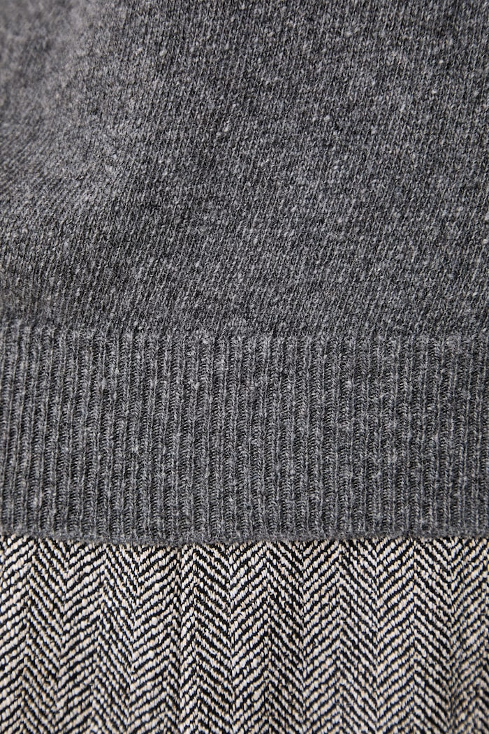 Sweter z krótkim rękawem damski z kaszmirem Haveone szary MNC.R095