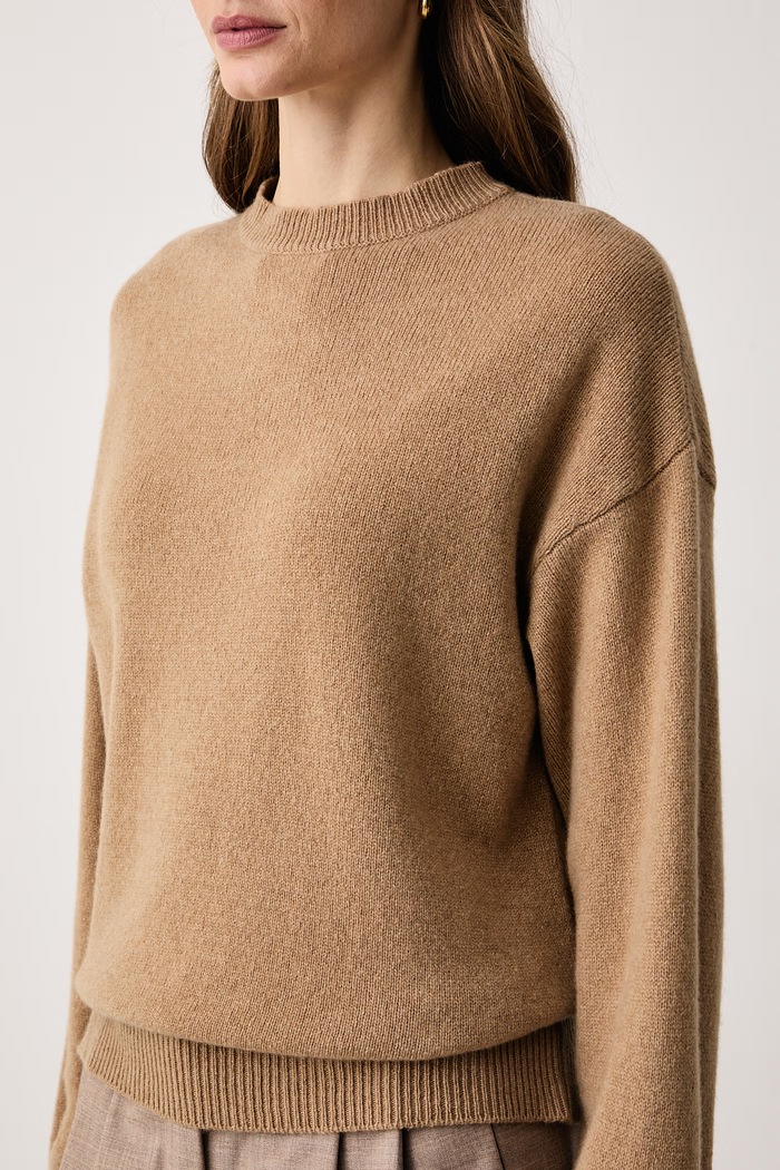 Sweter damski z kaszmirem Haveone MNC.R097 beżowy