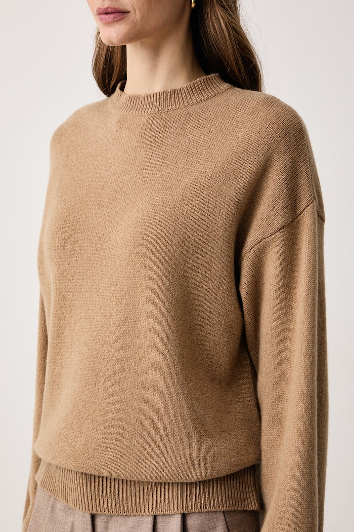 Sweter damski z kaszmirem Haveone MNC.R097 beżowy