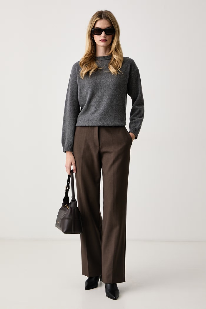 Haveone Sweter damski z kaszmirem MNC.R097 szary AW26