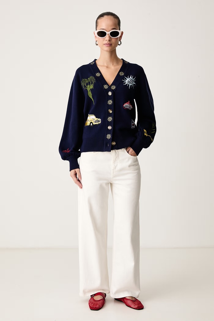 Never Fully Dressed Kardigan damski NFDKN989 granatowy AW26