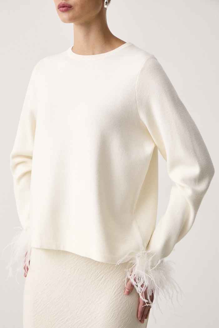 Sweter damski z wiskozą Never Fully Dressed NFDKN1013 beżowy