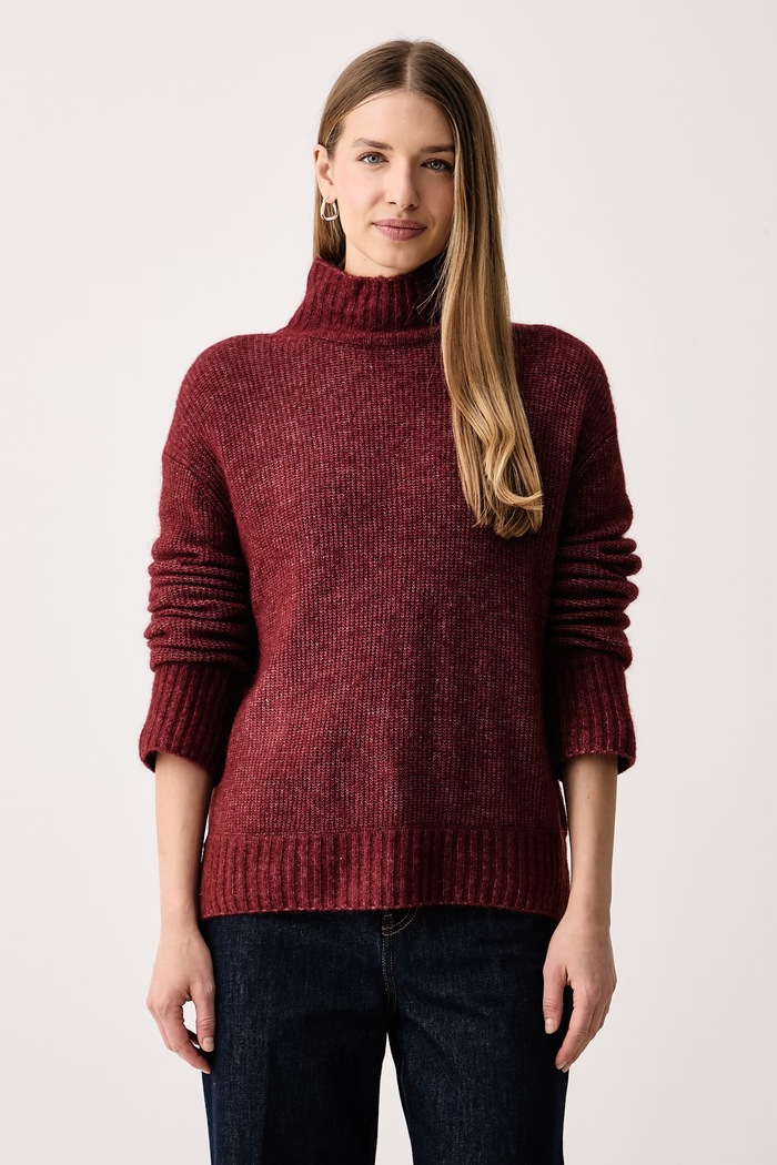 Mos Mosh Sweter damski z wełną Thora bordowy 175400