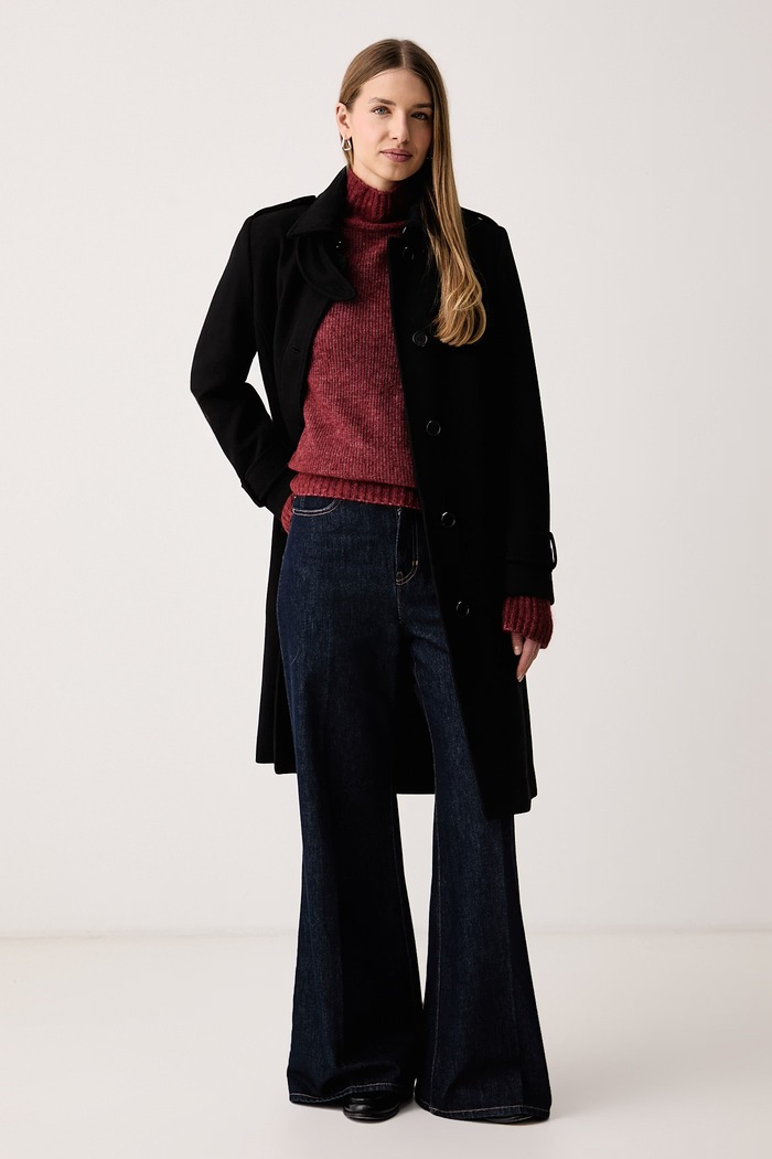 Mos Mosh Sweter damski z wełną Thora 175400 bordowy AW26