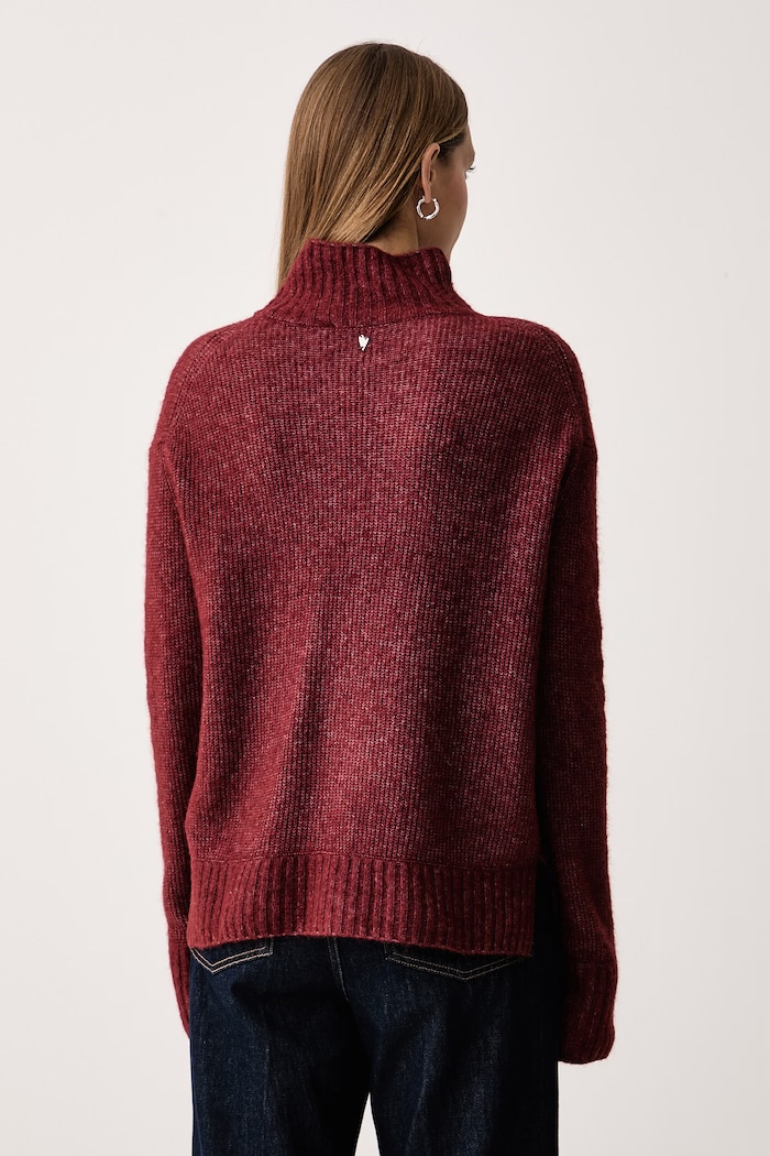 Odzież Mos Mosh Sweter damski z wełną Thora 175400 bordowy