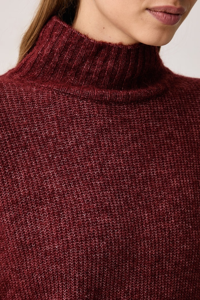 Sweter damski z wełną Thora Mos Mosh 175400 bordowy