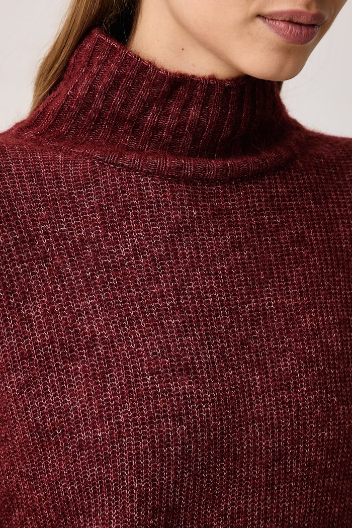 Sweter damski z wełną Thora Mos Mosh 175400 bordowy