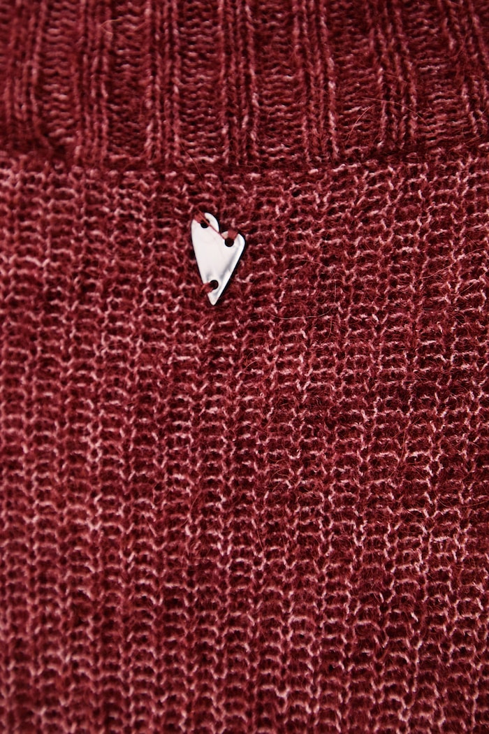 Sweter damski z wełną Thora Mos Mosh bordowy 175400