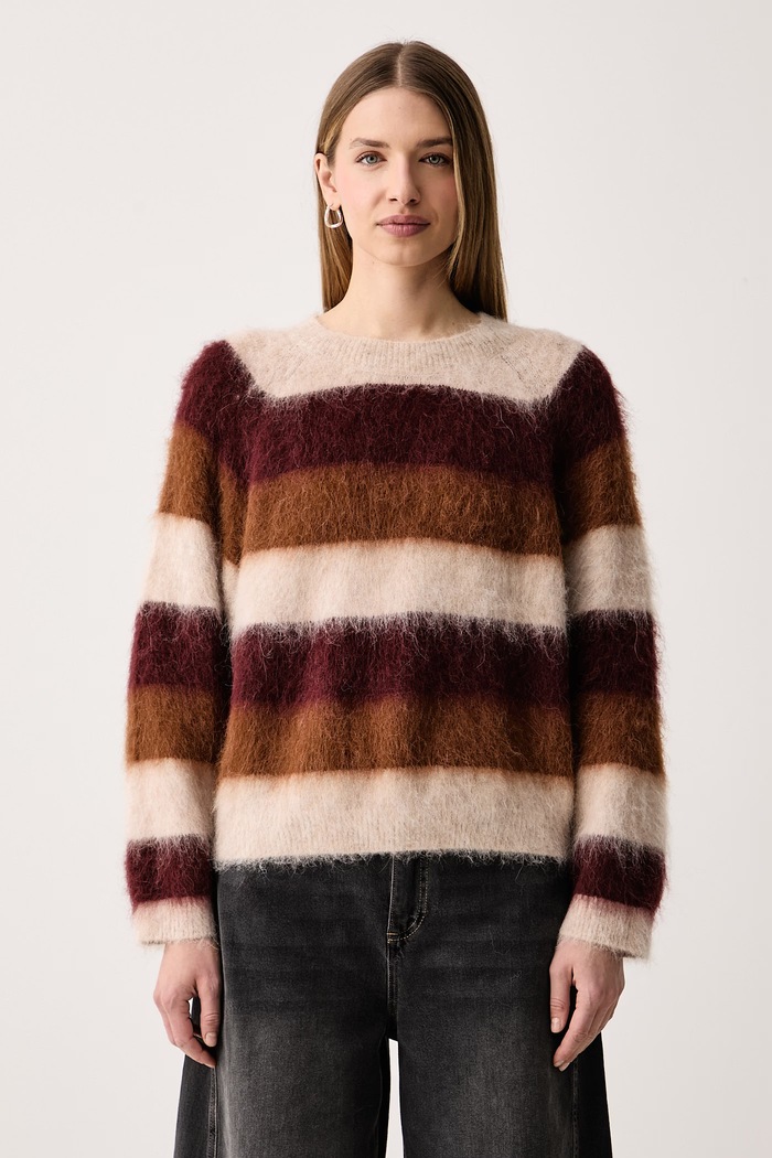 Mos Mosh Sweter damski z wełną alpaki bordowy 182780