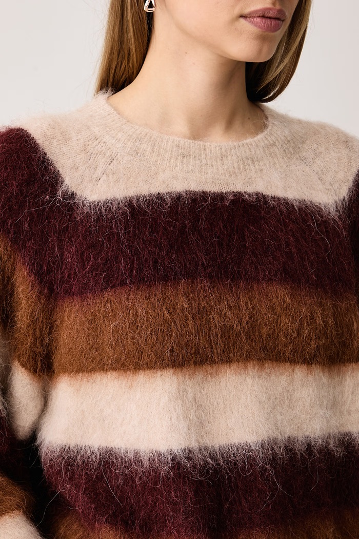 Sweter damski z wełną alpaki Mos Mosh 182780 bordowy