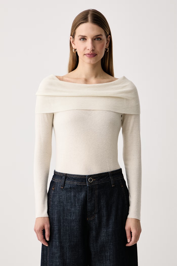 Mos Mosh Sweter damski wełniany beżowy 183610