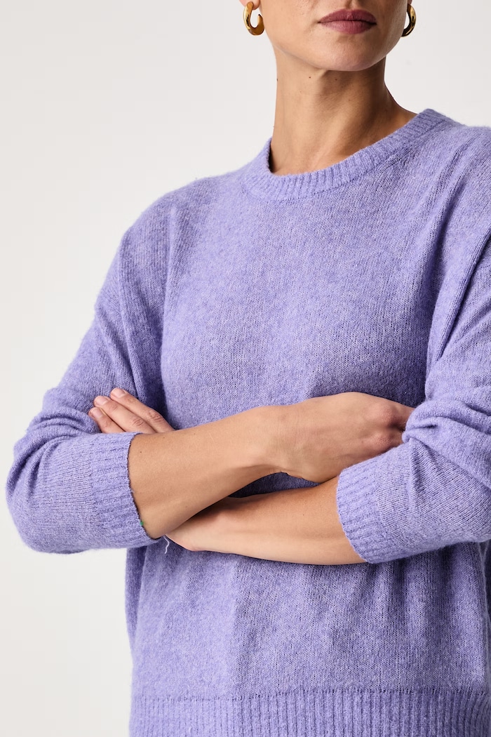 Sweter damski z dodatkiem wełny American Vintage OUI18A fioletowy