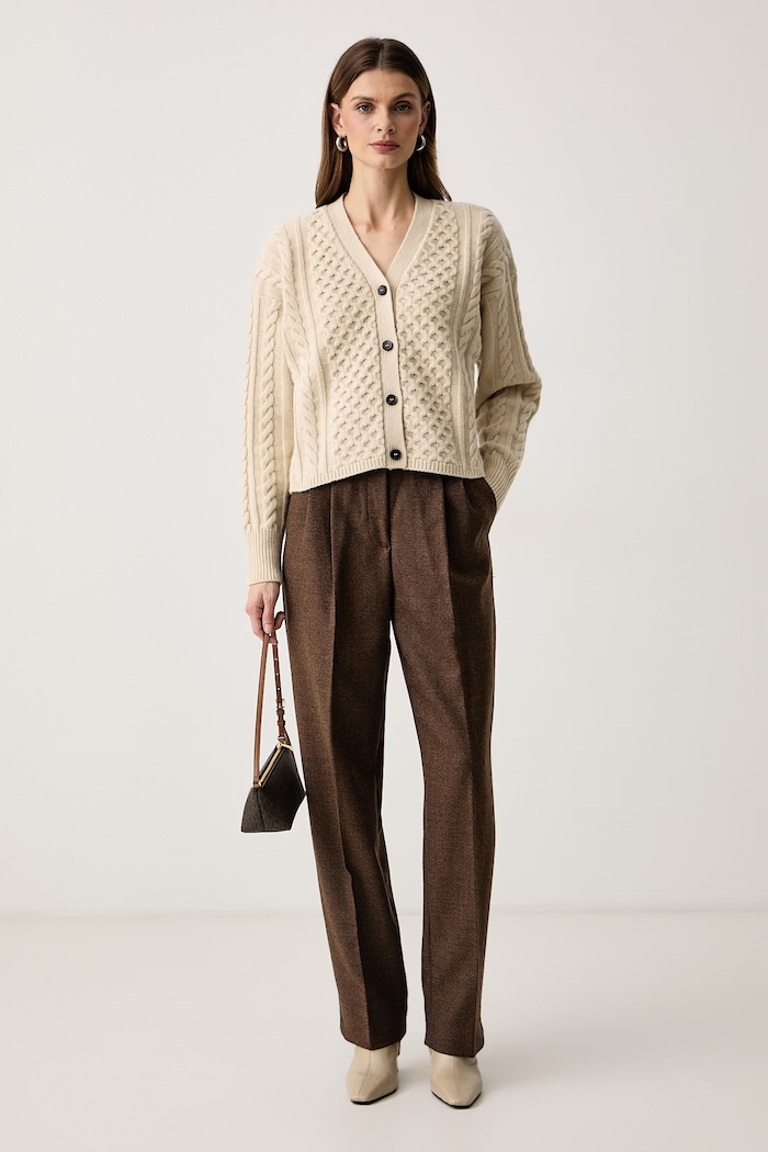 Weekend Max Mara Kardigan damski wełniany WKDPRIMO 2625346042600 beżowy AW26