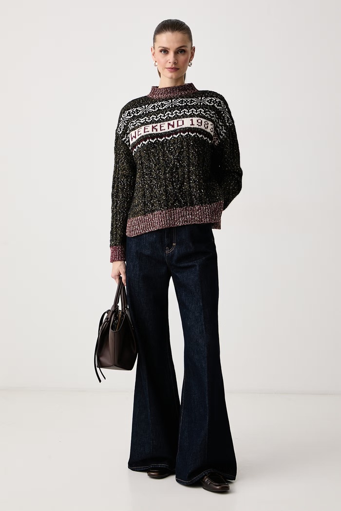 Weekend Max Mara Sweter damski z dodatkiem wełny WKIQUOTA 2625366023600 czarny AW26