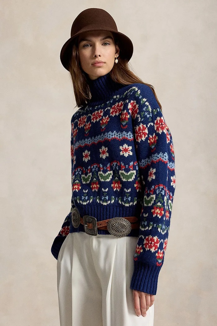 Polo Ralph Lauren Sweter damski z wełną niebieski 211B23913