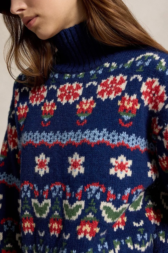 Sweter damski z wełną Polo Ralph Lauren 211B23913 niebieski