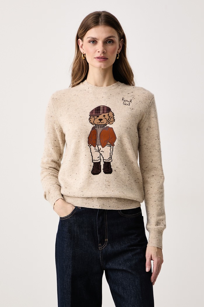 MC2 Saint Barth Sweter damski z wełną beżowy QUE0037