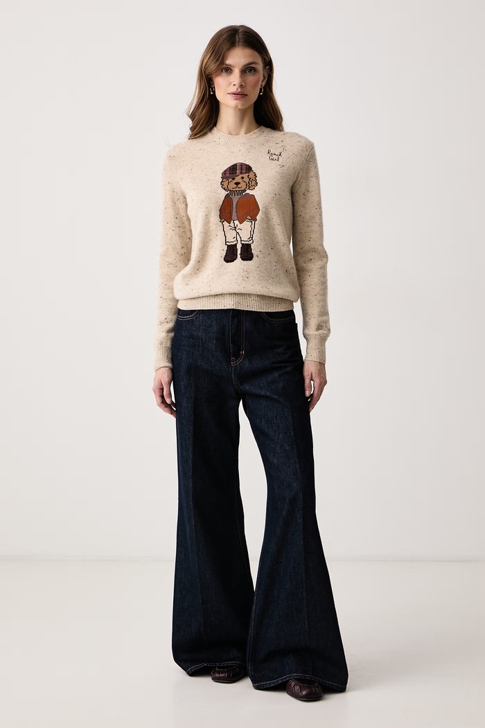 MC2 Saint Barth Sweter damski z wełną QUE0037 beżowy AW26