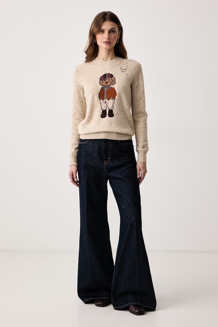 MC2 Saint Barth Sweter damski z wełną QUE0037 beżowy AW26