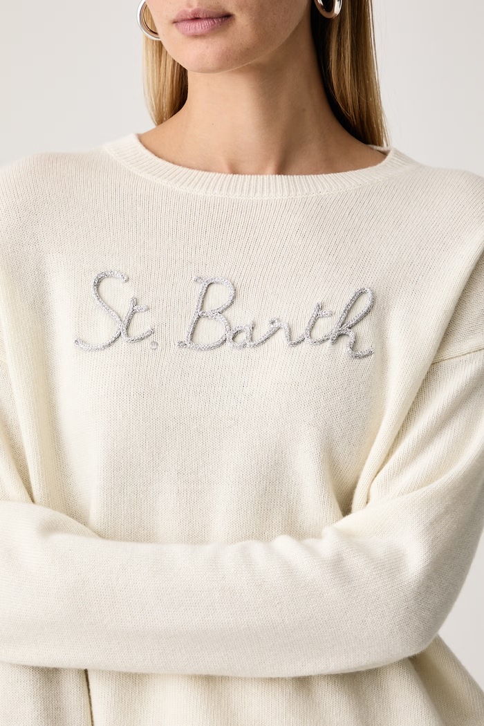 Sweter damski z wełną MC2 Saint Barth TESS001 beżowy