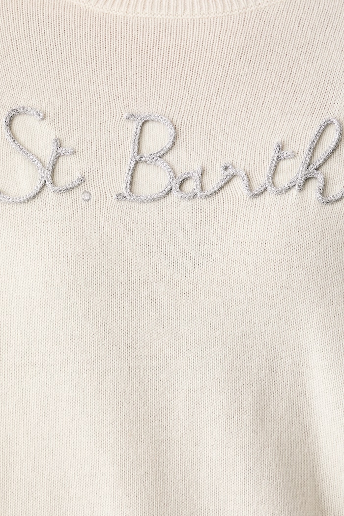 Sweter damski z wełną MC2 Saint Barth beżowy TESS001