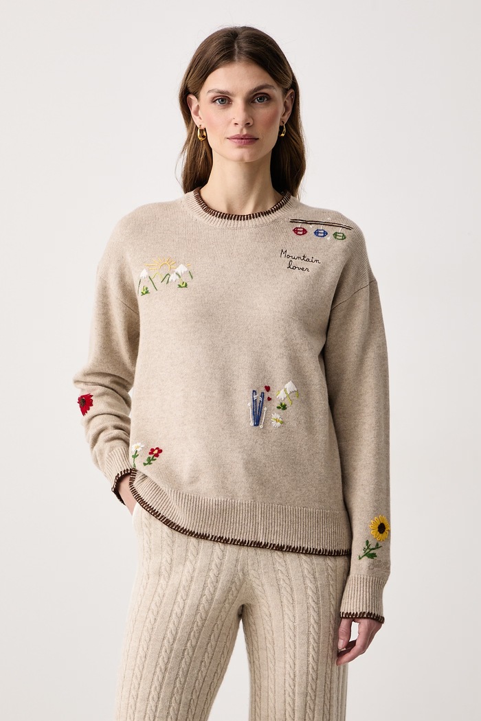 MC2 Saint Barth Sweter damski z wełną beżowy TESS001