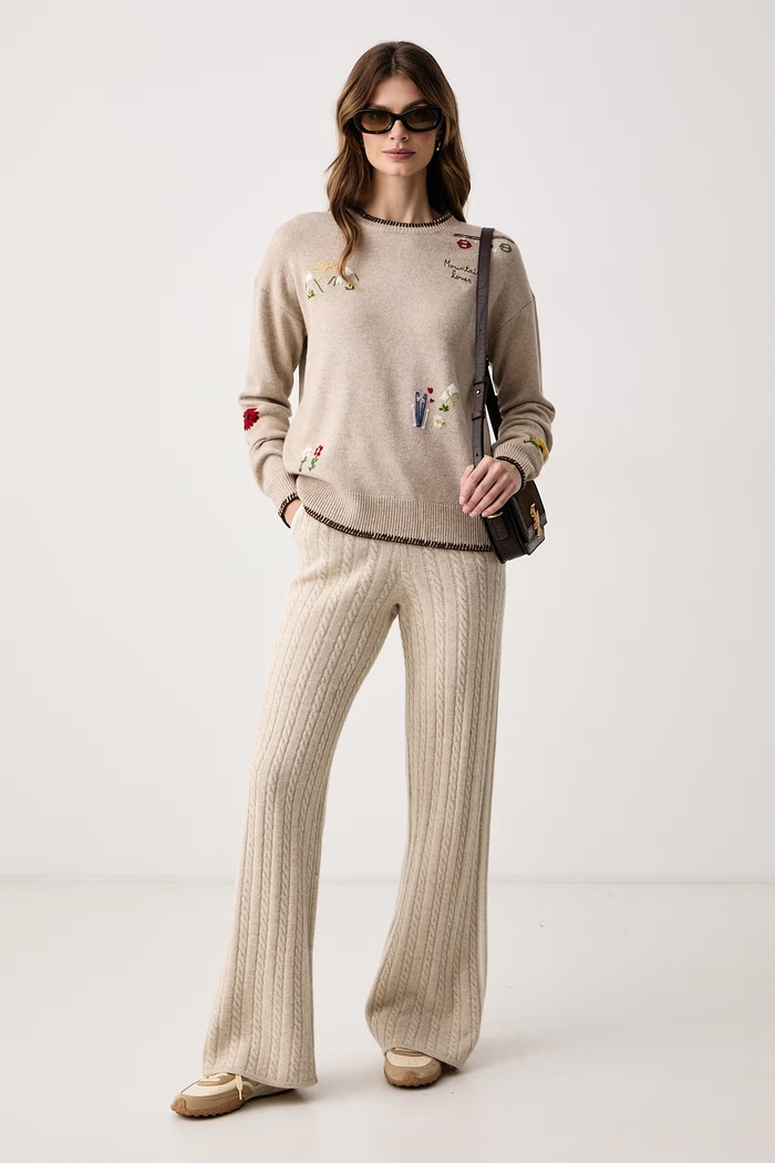 MC2 Saint Barth Sweter damski z wełną TESS001 beżowy AW26
