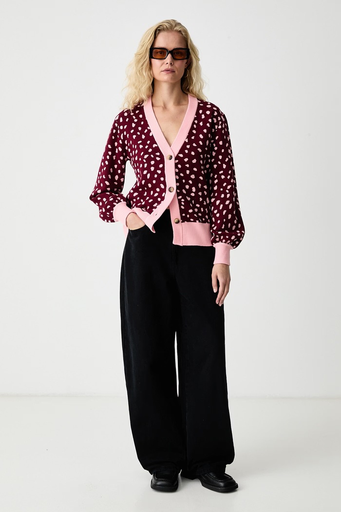 Never Fully Dressed Kardigan damski z wiskozy NFDKN1020 bordowy AW26