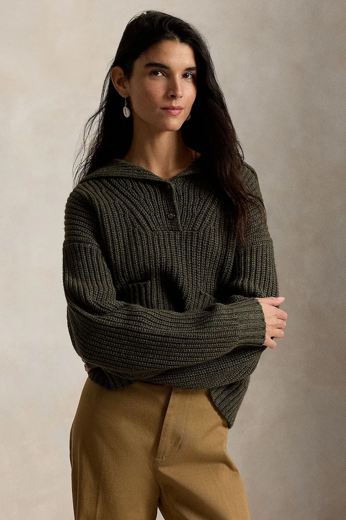 Polo Ralph Lauren Sweter damski z wełną zielony 211B17758