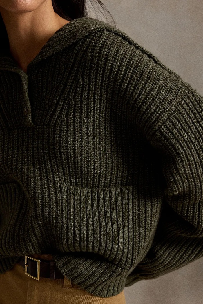 Sweter damski z wełną Polo Ralph Lauren 211B17758 zielony