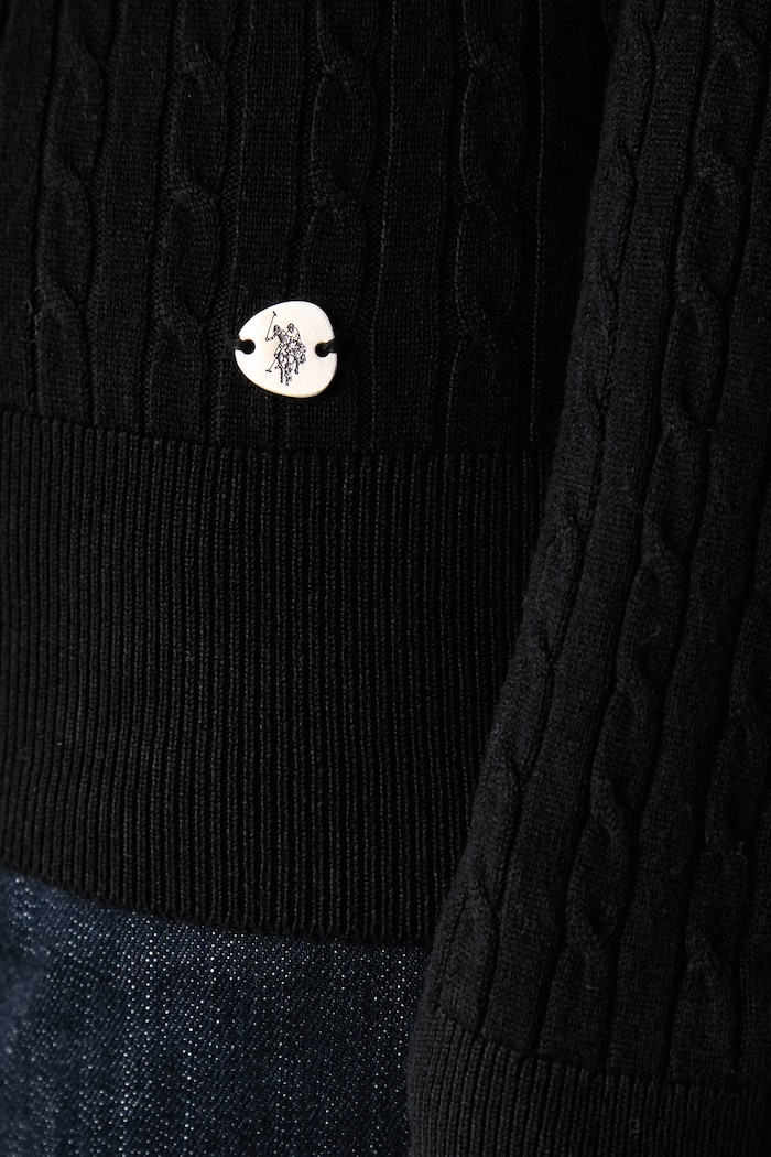 Rolák detský s viskózou Fine Cable Roll Neck Jumper U.S. Polo Assn. čierna WUP1595