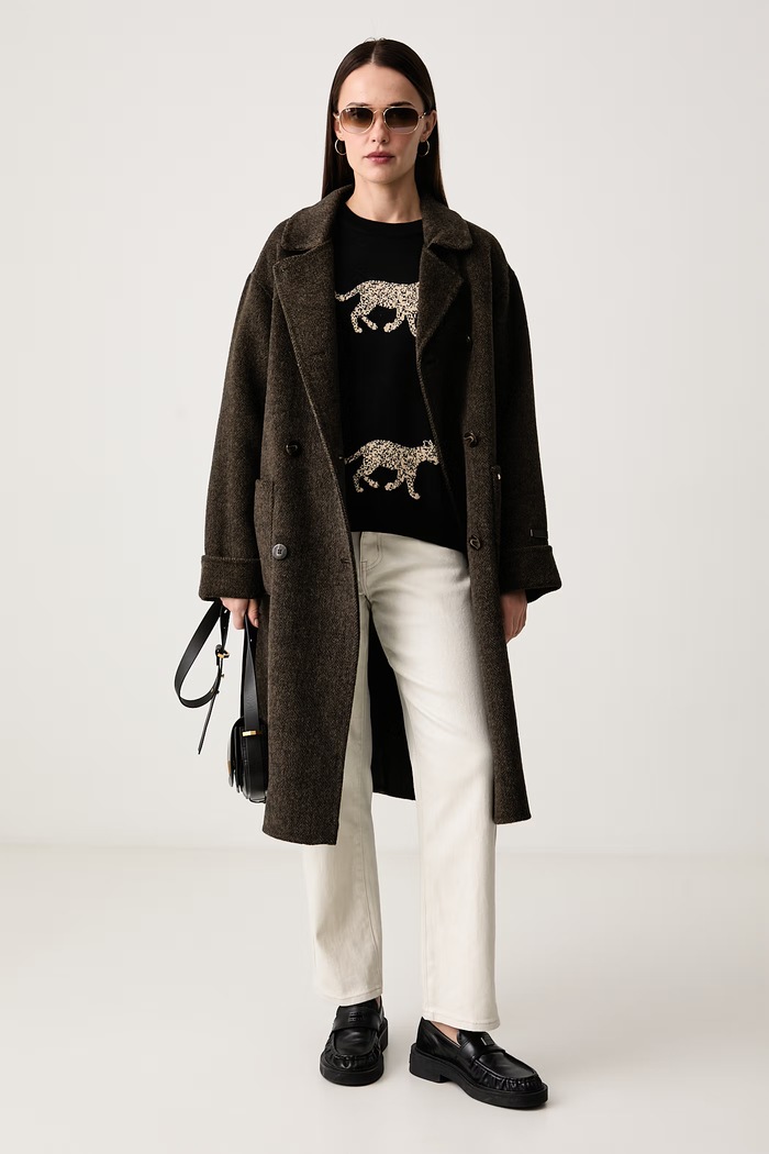 Lola Casademunt Sweter damski z dodatkiem wełny LF2611016 czarny AW26