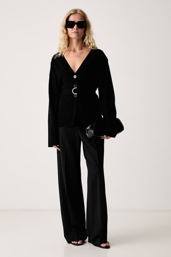 Le Privé Kardigan damski z wiskozą YVETTE SWEATER NOIR LP00694 czarny AW26