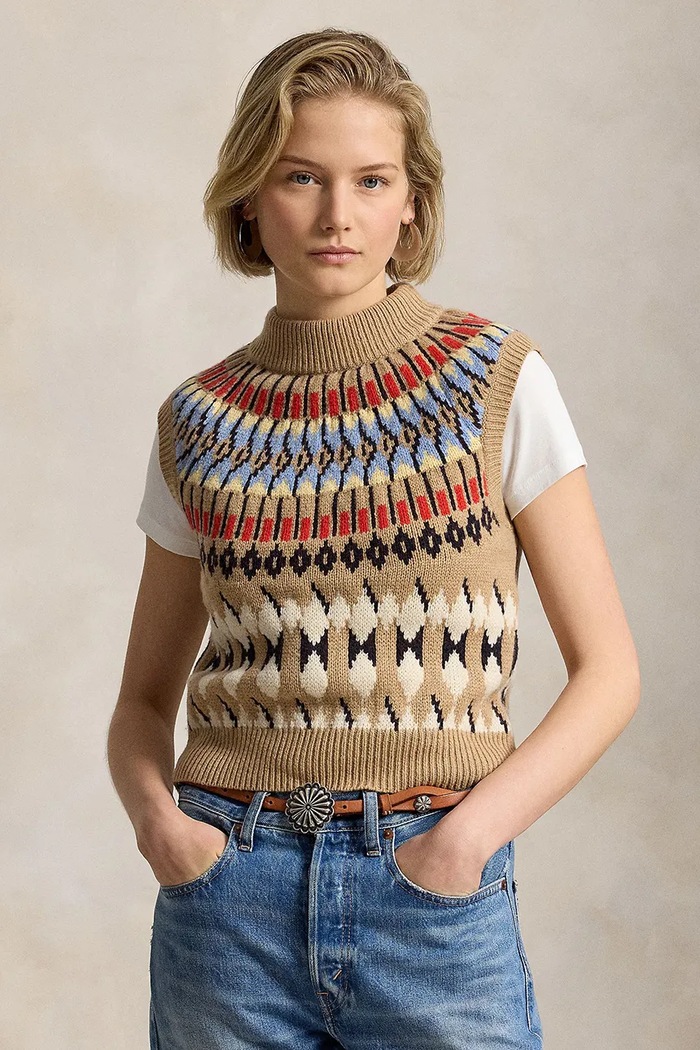 Polo Ralph Lauren Kamizelka damska wełniana brązowy 211B17741