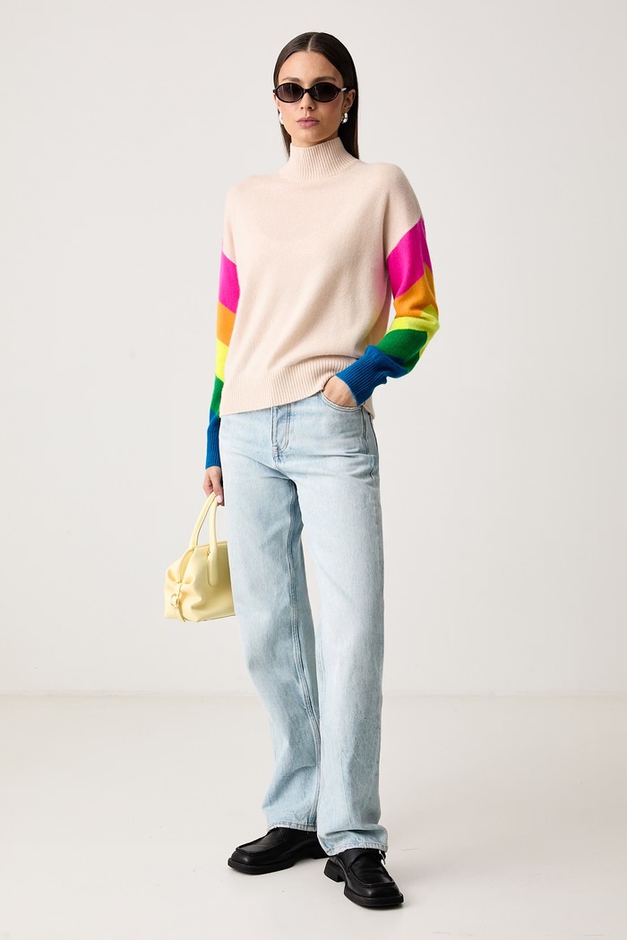 From Future Sweter damski kaszmirowy WPM03967 beżowy AW26