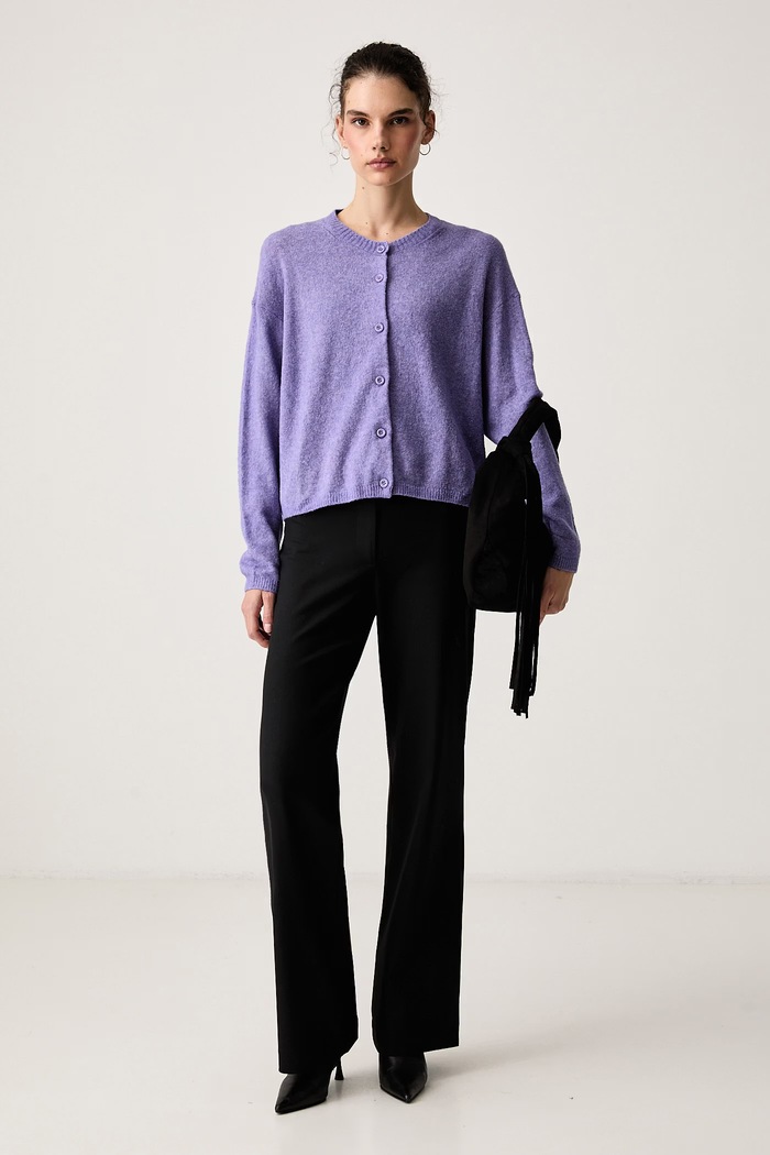American Vintage Női kardigán pamuttal OUI19A lila AW26
