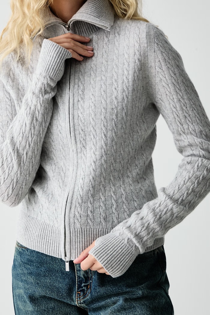 Sweter rozpinany damski z wełną merino BING La Mania BING szary