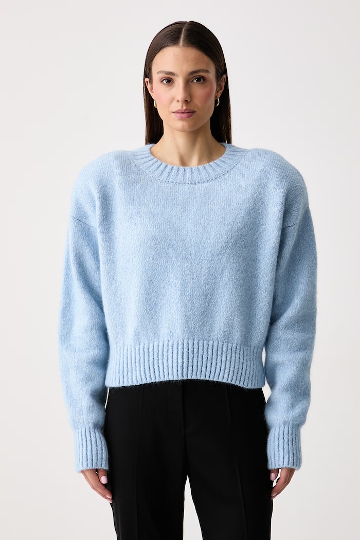 La Mania Sweter damski z wełną merino THEIA niebieski LM.THEIA