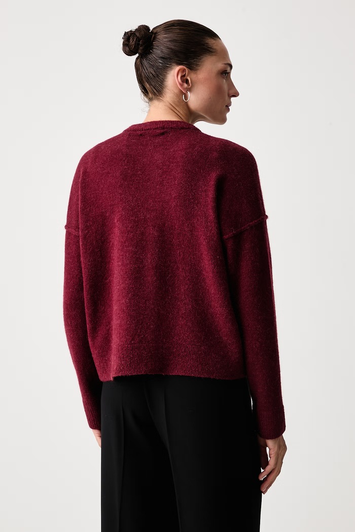 Odzież Scotch & Soda Kardigan damski z dodatkiem wełny U9B01799T bordowy